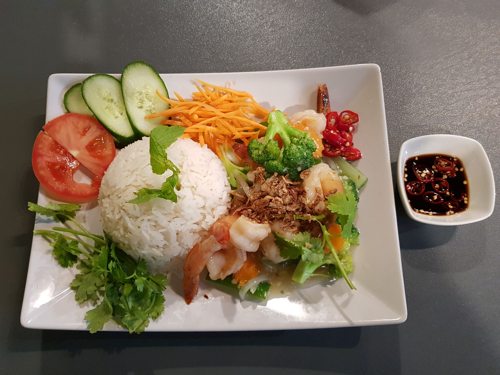 Wok Tossed Garlic Prawns.