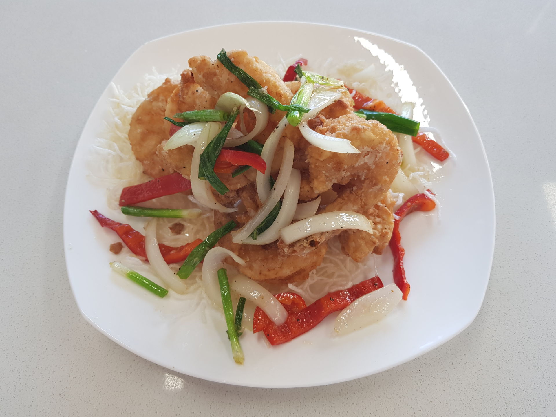 Salty, Spiced Crumbed Prawns.